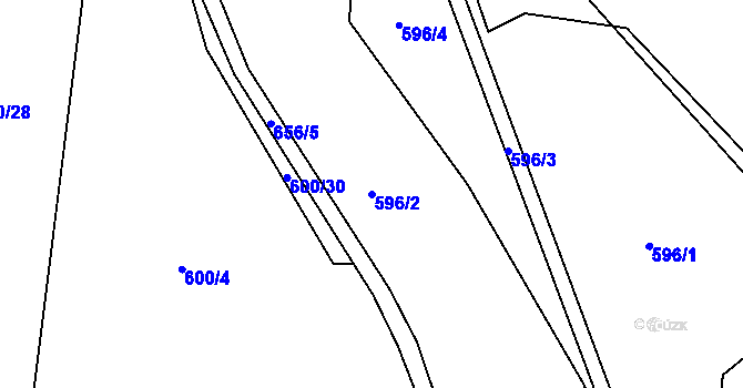 Parcela st. 596/2 v KÚ Rovná u Strakonic, Katastrální mapa