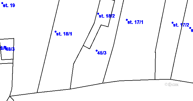 Parcela st. 45/3 v KÚ Rovná u Strakonic, Katastrální mapa