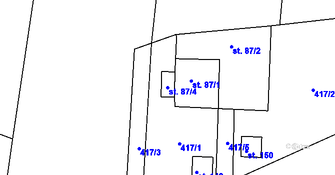 Parcela st. 87/4 v KÚ Rovná u Strakonic, Katastrální mapa