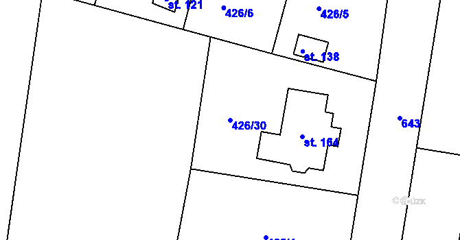 Parcela st. 426/30 v KÚ Rovná u Strakonic, Katastrální mapa