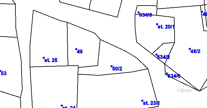 Parcela st. 50/1 v KÚ Rovná u Strakonic, Katastrální mapa