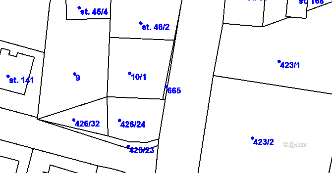 Parcela st. 665 v KÚ Rovná u Strakonic, Katastrální mapa