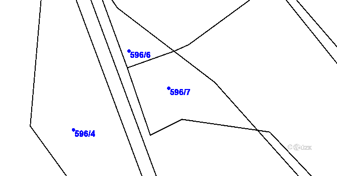 Parcela st. 596/7 v KÚ Rovná u Strakonic, Katastrální mapa