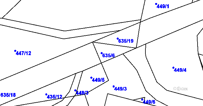 Parcela st. 635/6 v KÚ Rovná u Strakonic, Katastrální mapa