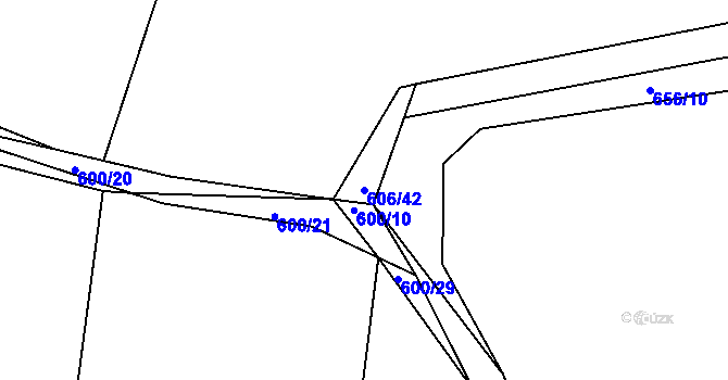 Parcela st. 606/42 v KÚ Rovná u Strakonic, Katastrální mapa