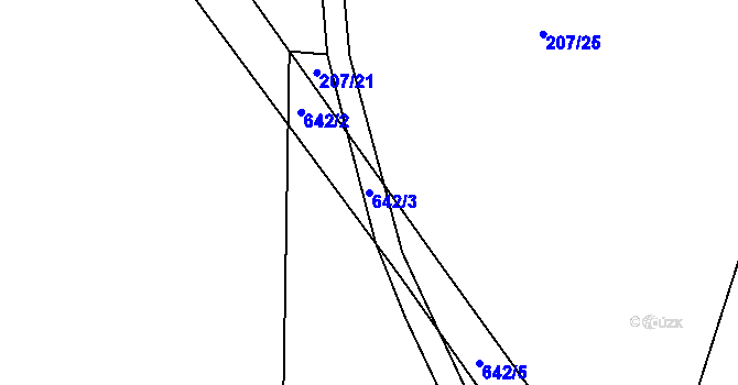Parcela st. 642/3 v KÚ Rovná u Strakonic, Katastrální mapa