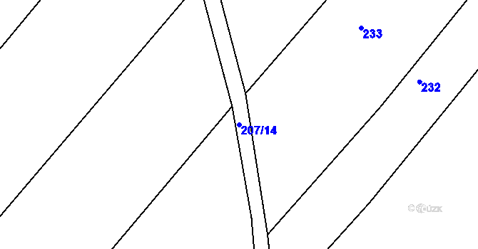 Parcela st. 207/14 v KÚ Rovná u Strakonic, Katastrální mapa