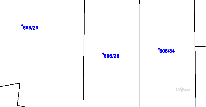 Parcela st. 606/28 v KÚ Rovná u Strakonic, Katastrální mapa