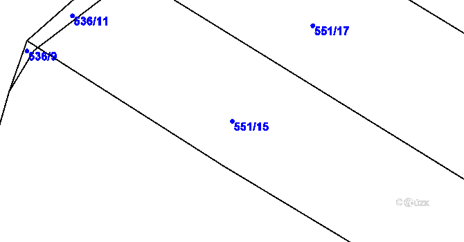 Parcela st. 551/15 v KÚ Rovná u Strakonic, Katastrální mapa