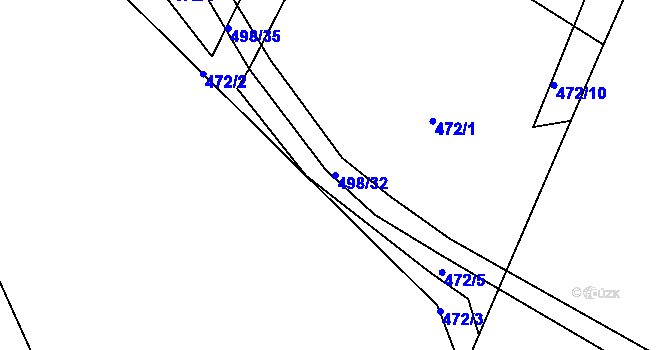 Parcela st. 498/32 v KÚ Rovná u Strakonic, Katastrální mapa