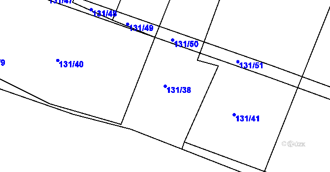 Parcela st. 131/38 v KÚ Rovná u Strakonic, Katastrální mapa