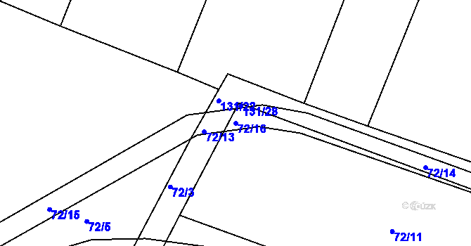 Parcela st. 72/16 v KÚ Rovná u Strakonic, Katastrální mapa