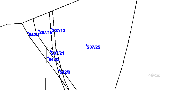 Parcela st. 207/25 v KÚ Rovná u Strakonic, Katastrální mapa