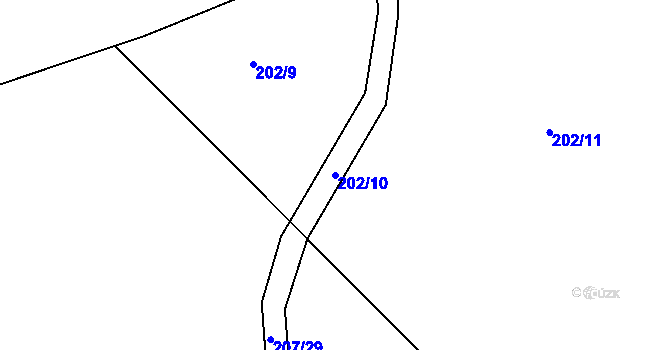 Parcela st. 202/10 v KÚ Rovná u Strakonic, Katastrální mapa