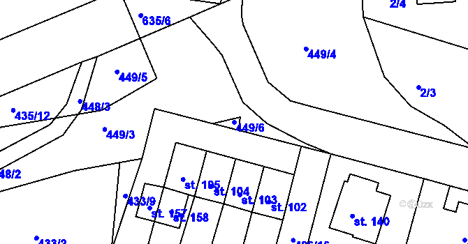 Parcela st. 449/6 v KÚ Rovná u Strakonic, Katastrální mapa