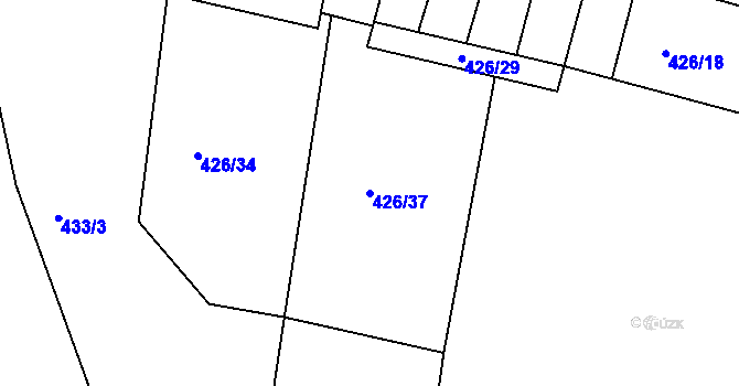 Parcela st. 426/37 v KÚ Rovná u Strakonic, Katastrální mapa