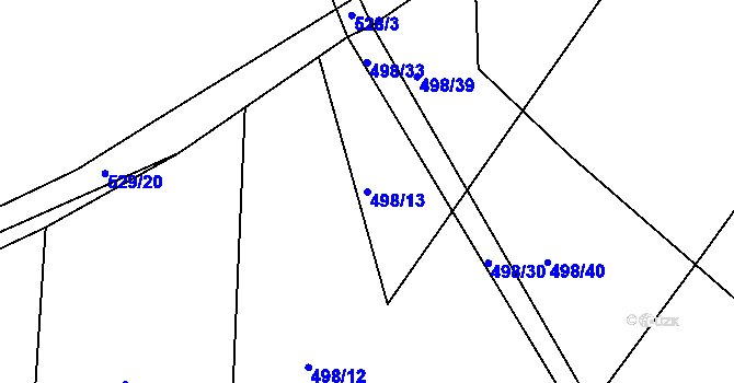 Parcela st. 498/13 v KÚ Rovná u Strakonic, Katastrální mapa