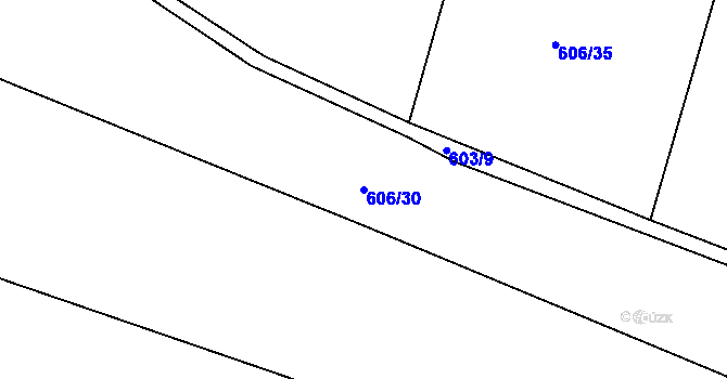 Parcela st. 606/30 v KÚ Rovná u Strakonic, Katastrální mapa