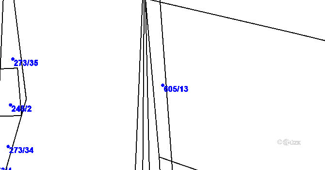 Parcela st. 605/13 v KÚ Rovná u Strakonic, Katastrální mapa