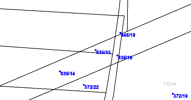Parcela st. 635/15 v KÚ Rovná u Strakonic, Katastrální mapa