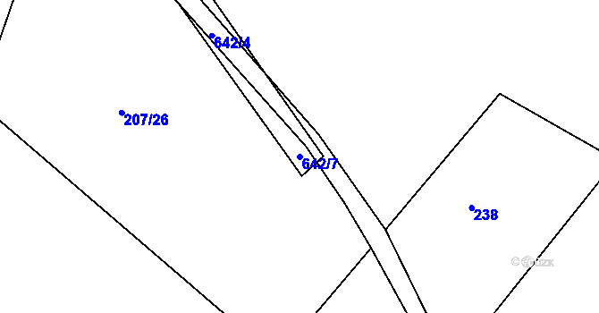 Parcela st. 642/7 v KÚ Rovná u Strakonic, Katastrální mapa
