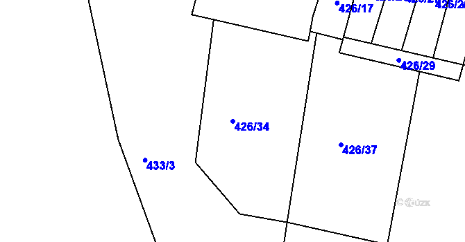 Parcela st. 426/34 v KÚ Rovná u Strakonic, Katastrální mapa