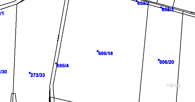 Parcela st. 606/18 v KÚ Rovná u Strakonic, Katastrální mapa