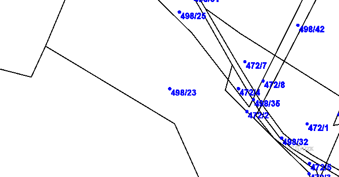 Parcela st. 498/23 v KÚ Rovná u Strakonic, Katastrální mapa