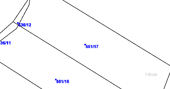 Parcela st. 551/17 v KÚ Rovná u Strakonic, Katastrální mapa