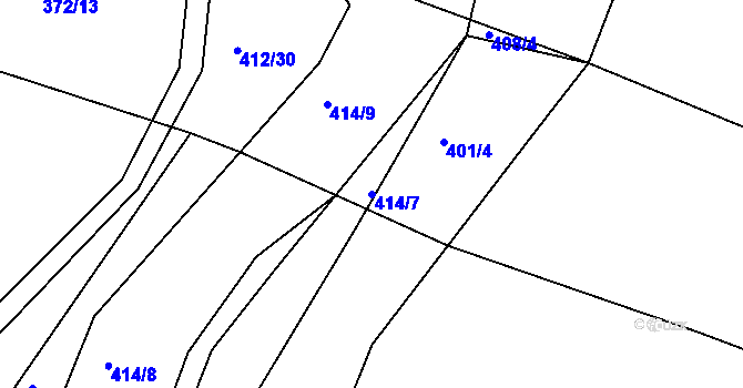Parcela st. 414/7 v KÚ Rovná u Strakonic, Katastrální mapa