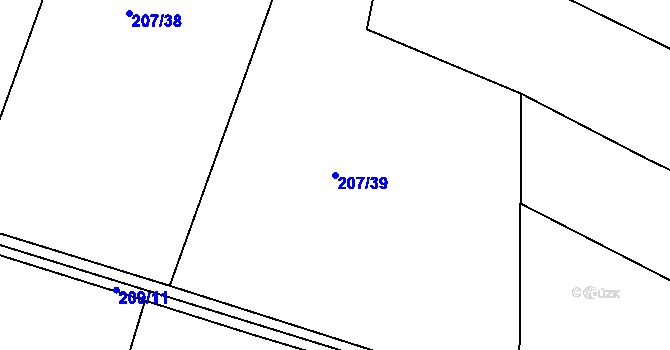 Parcela st. 207/39 v KÚ Rovná u Strakonic, Katastrální mapa
