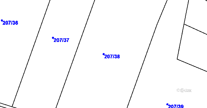 Parcela st. 207/38 v KÚ Rovná u Strakonic, Katastrální mapa