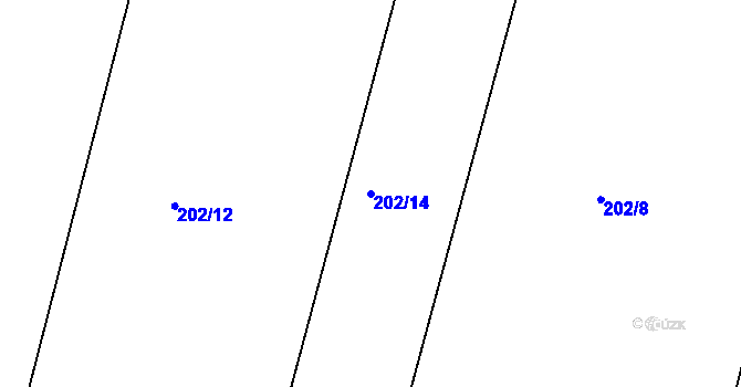 Parcela st. 202/14 v KÚ Rovná u Strakonic, Katastrální mapa