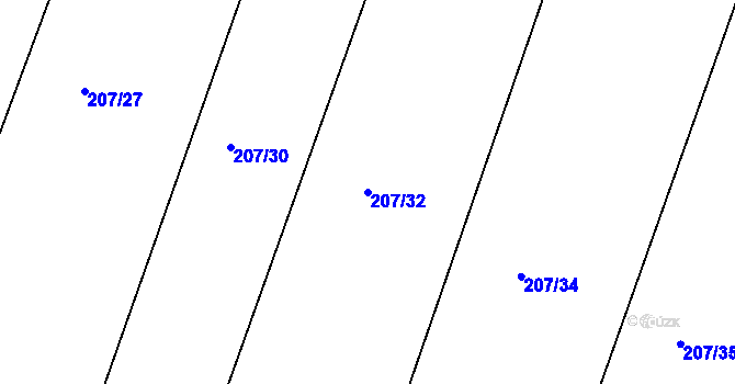 Parcela st. 207/32 v KÚ Rovná u Strakonic, Katastrální mapa