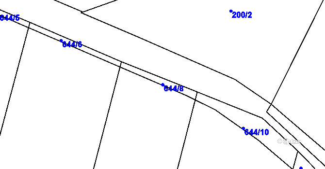 Parcela st. 644/8 v KÚ Rovná u Strakonic, Katastrální mapa