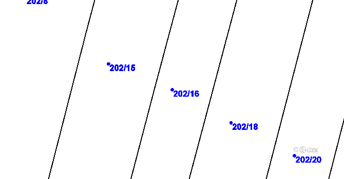 Parcela st. 202/16 v KÚ Rovná u Strakonic, Katastrální mapa