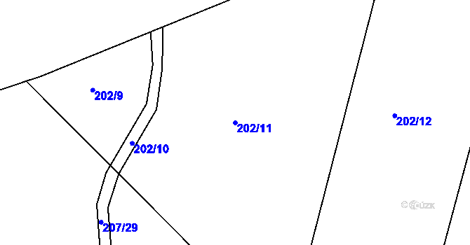 Parcela st. 202/11 v KÚ Rovná u Strakonic, Katastrální mapa