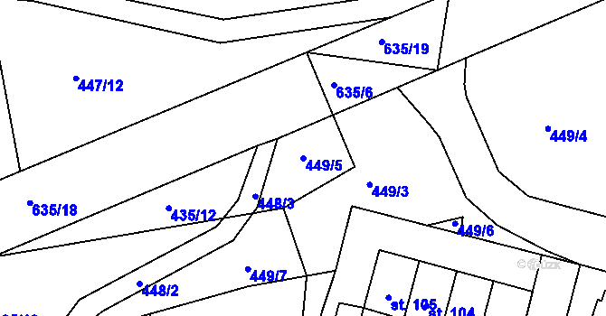 Parcela st. 449/5 v KÚ Rovná u Strakonic, Katastrální mapa