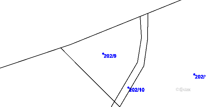 Parcela st. 202/9 v KÚ Rovná u Strakonic, Katastrální mapa