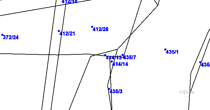 Parcela st. 414/13 v KÚ Rovná u Strakonic, Katastrální mapa