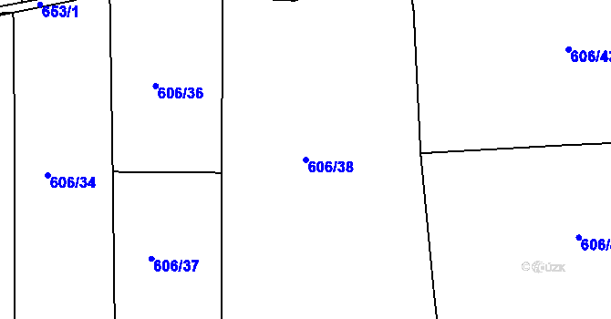 Parcela st. 606/38 v KÚ Rovná u Strakonic, Katastrální mapa