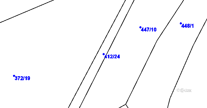 Parcela st. 412/24 v KÚ Rovná u Strakonic, Katastrální mapa