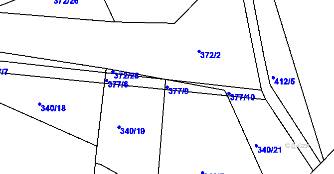 Parcela st. 377/9 v KÚ Rovná u Strakonic, Katastrální mapa