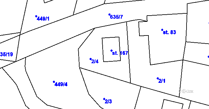 Parcela st. 2/4 v KÚ Rovná u Strakonic, Katastrální mapa