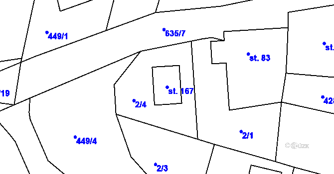 Parcela st. 167 v KÚ Rovná u Strakonic, Katastrální mapa