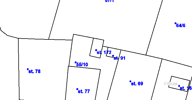 Parcela st. 172 v KÚ Rovná u Strakonic, Katastrální mapa