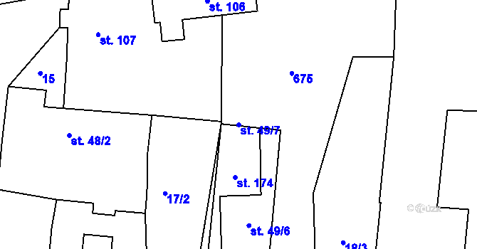 Parcela st. 49/7 v KÚ Rovná u Strakonic, Katastrální mapa