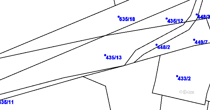 Parcela st. 435/13 v KÚ Rovná u Strakonic, Katastrální mapa
