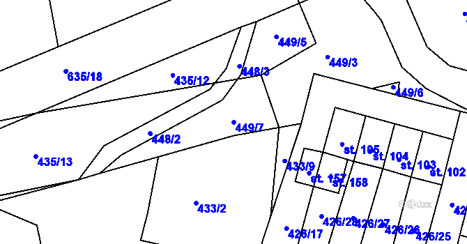 Parcela st. 449/7 v KÚ Rovná u Strakonic, Katastrální mapa