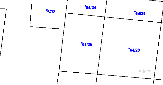 Parcela st. 64/25 v KÚ Rovná u Strakonic, Katastrální mapa